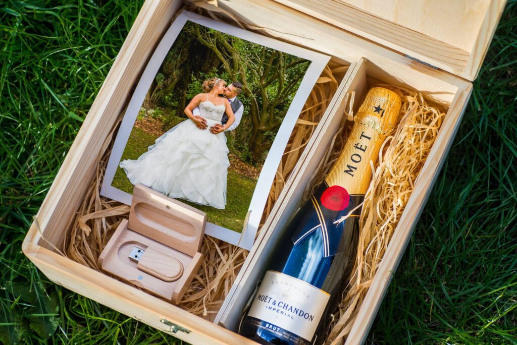 Large Personalized wooden keepsake box + prints & USB